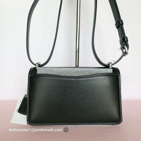 COACH Bandit Luxe Refined Smooth Calf Leather Small Crossbody Bag- Black color ⭐ - Picture 6 of 16
